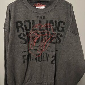 NWT Rolling Stones Sweatshirt Crew Neck Pullover Tongue Logo Grey Size XL